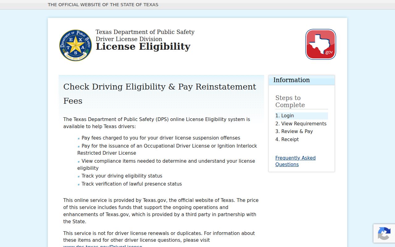 Schleicher County traffic warrant reference: Texas DPS license eligibility login