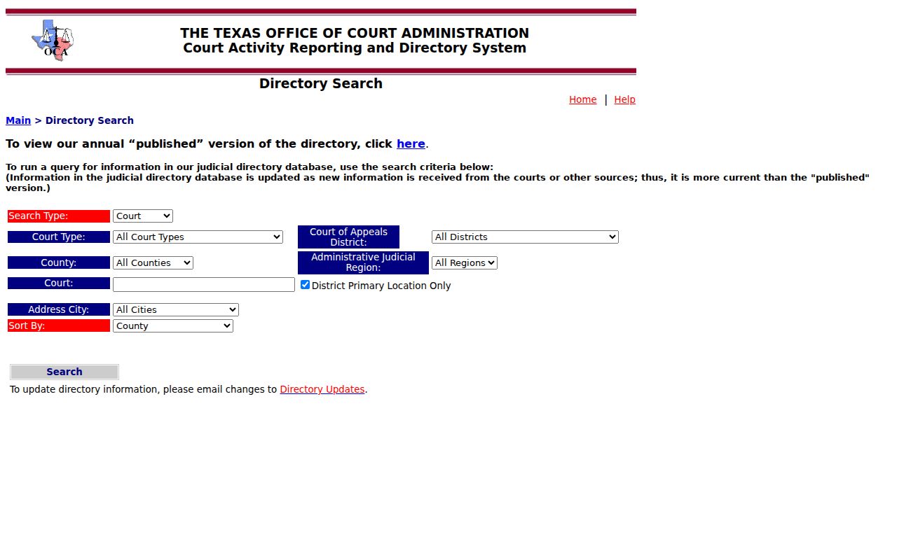 Schleicher County warrant lookup reference: Texas OCA court directory search