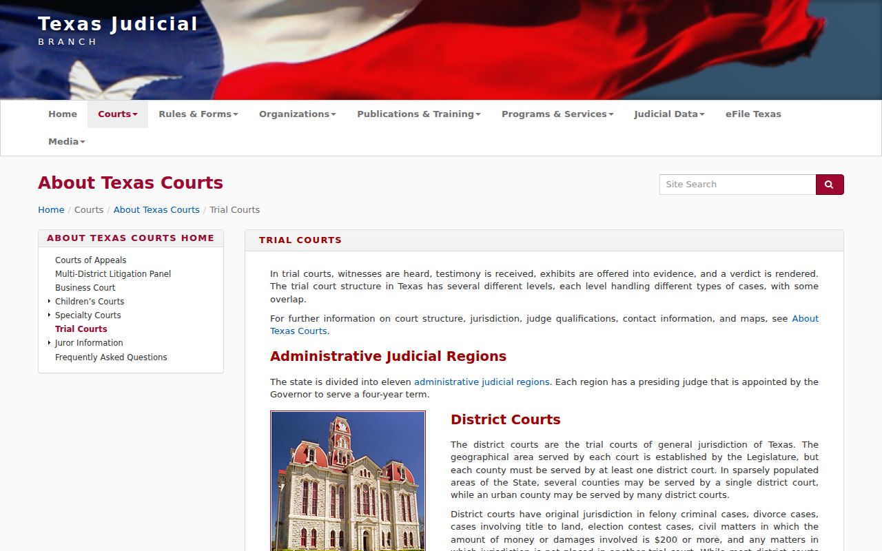 Schleicher County bench warrant reference: Texas courts' explanation of trial court levels